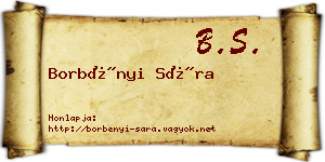 Borbényi Sára névjegykártya